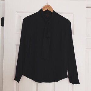 Quince Washable Stretch Silk Tie Neck Blouse